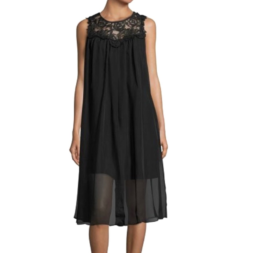 Shoshanna Midnight Illusion Dress Black Sheer Romantic Goth size 2 New With Tag